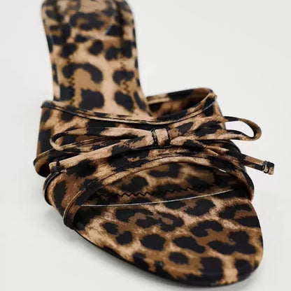 Leopard Print High Heel Slippers