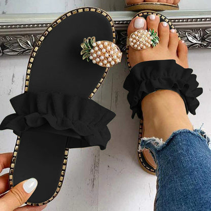 Slipper Pineapple Pearl Flat