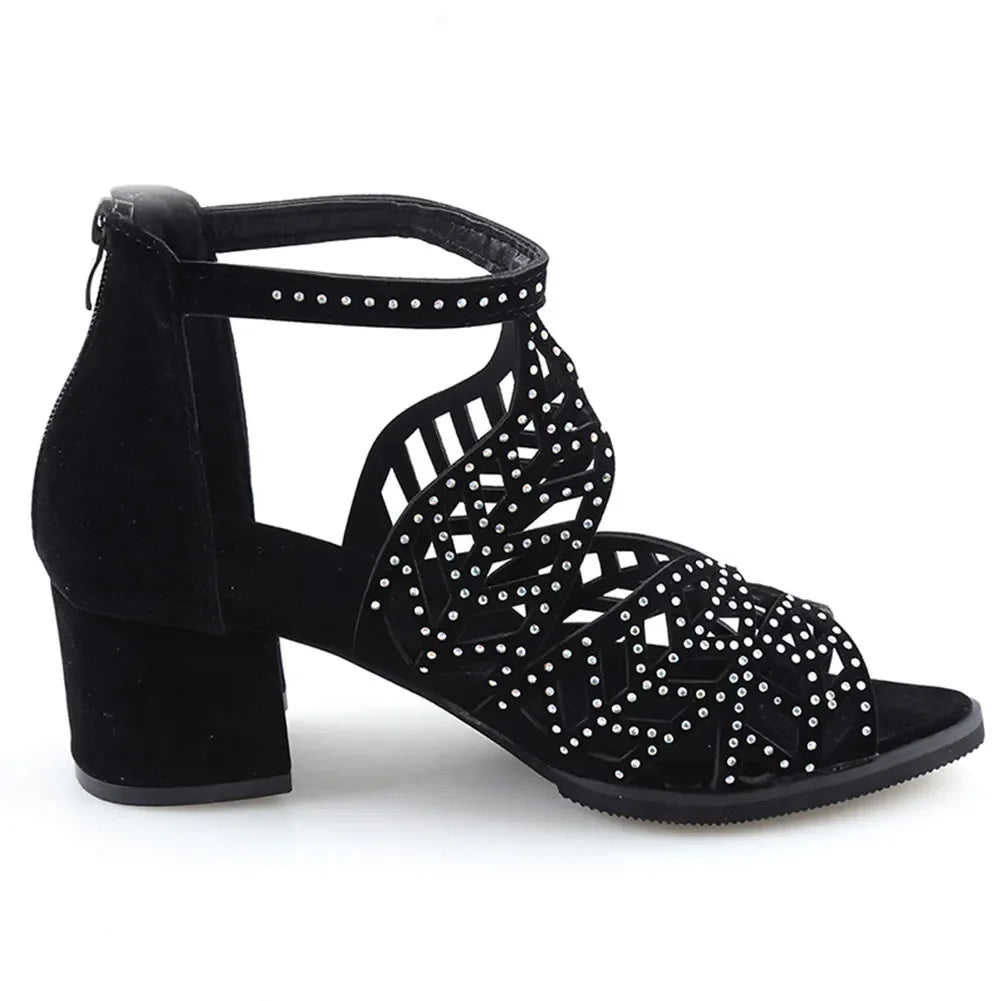Thick Heel Zipper Sandals
