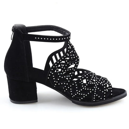 Thick Heel Zipper Sandals