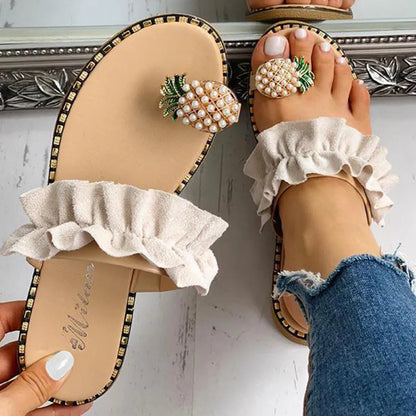 Slipper Pineapple Pearl Flat