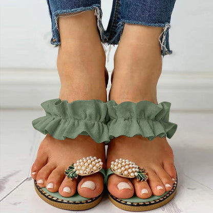 Slipper Pineapple Pearl Flat
